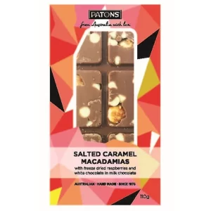 Block Milk Chocolate: Salted Caramel Macadamia and Freeze Dried Raspberries