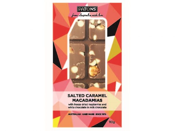 Block Milk Chocolate: Salted Caramel Macadamia and Freeze Dried Raspberries