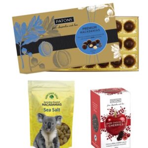 Gift pack - dark chocolate coated macadamias, cherries and salted macadamia